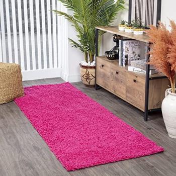 Alfombra Shaggy Moderna Fucsia, 160x220 cm, Pelo Largo y Suave
