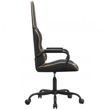 Silla gaming con masaje en cuero sintético dorado y negro