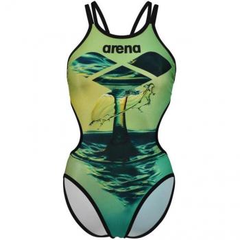 Bañador de 1 pieza para mujer Arena Double Cross con diseño cruzado en la espalda, tejido resistente al cloro, secado rápido y ajuste cómodo