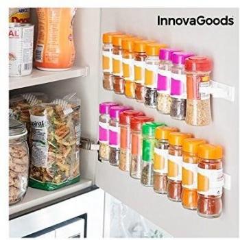 InnovaGoods Organizador de Especias con Adhesivo, PVC, Blanco, 20 Unidades, Diámetro 3.8-4.5 cm