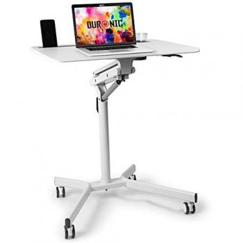 Mesa Atril Duronic WPS57 con Ruedas, Altura Regulable 72-105cm, Superficie 70x52cm, Capacidad hasta 10kg, Sistema de Seguridad y Compartimentos Extras