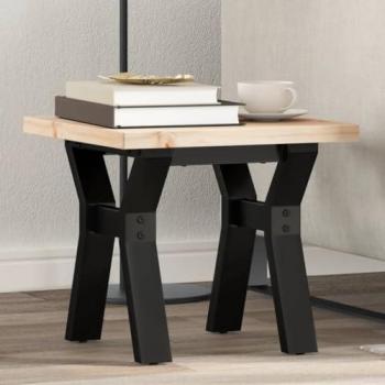 Mesa de centro marco y madera maciza pino y hierro 40x40x35,5cm Marrón