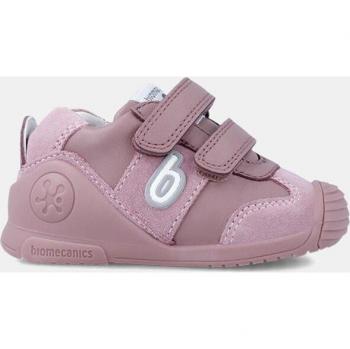 Zapatillas de bebé niña tipo running bajas en piel con doble cierre adherente - Biomecanics 221002b