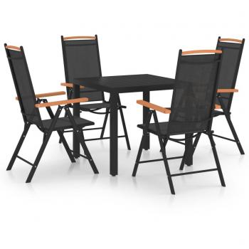 Juego de comedor de jardín 5 piezas aluminio negro
