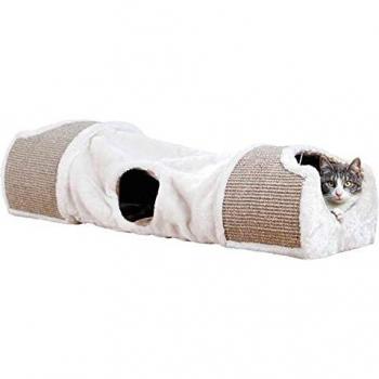 Trixie Scratching Tunnel with Sisal Surface and Peek-a-Boo Holes - Light Grey/Brown 110x30x38cm