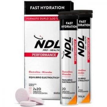 NDL Pro-Health Fast Hydration Orange Effervescent Tablets Sports Energy & Hydration Pack of 2, 40 Units
