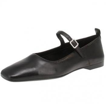 Vagabond Delia Black Women's Square Toe Ankle Strap Flats Size 37 EU / 7 US