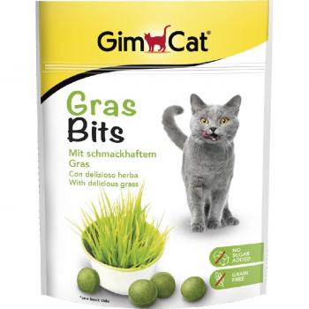 GimCat GrasBits Snacks de Hierba para Gatos - 425 g, Comprimidos de Hierba Natural, Apoyo Digestivo, Rico en Fibra, Sabor Atractivo para Gatos