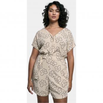 Soft Seagrass Flower Women's Short Viscose Belt Jumpsuit
