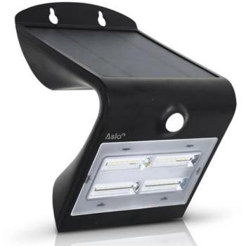 Proyector LED Solar Negro 3.2W 400 Lm con Detector de Movimiento IP65 Impermeable Anti-UV ASLO