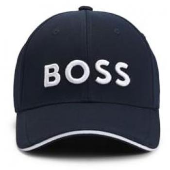 BOSS Green Cap-US-1 Mens Knitted-Piqué Six-Panel Cap with Embroidered Logo - Dark Blue 402 - One Size - male