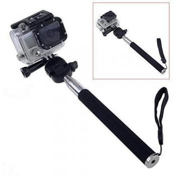 Neewer 2 en 1 self-lock extensible poste telescópico de aluminio Handheld Monopod 9 - 43 /23 - 108 cm autorretrato brazo + trípode adaptador para GoPro Hero 1 2 3 3 + 4 Negro