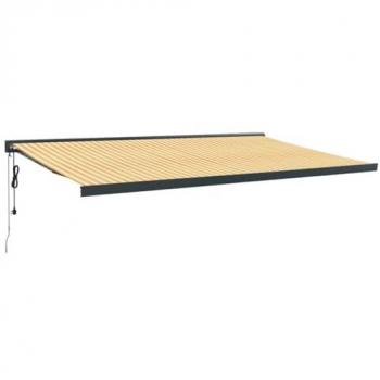 Toldo Retráctil Amarillo y Blanco 5x3 m de Aluminio y Tela
