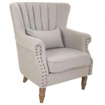 Sillón de madera tapizado gris Wanderlust Deco 73x59x43/87h cm