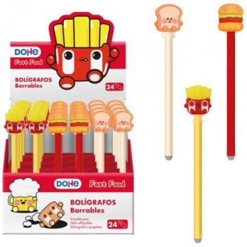 Expositor con 24 bolígrafos borrables Fast Food Dohe 79688