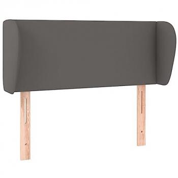 Cabecero de Cama Tapizado con Orejas en Cuero Sintético Gris 93x23x78/88 cm