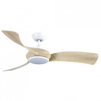 Ventilador de Techo DC Cerdeña 30W Blanco/Haya con 3 Aspas, 2950lm, Luz Regulable (3000K/4500K/6000K), Control Remoto, Temporizador y
