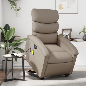 Sillón reclinable de masaje eléctrico en cuero sintético color negro, crema y marrón - vidaXL Sillón cómodo para dormitorio, silla relax, sofá