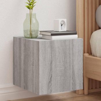 Mueble TV de pared con luces LED 2 piezas Sonoma gris 30,5x35x30 cm