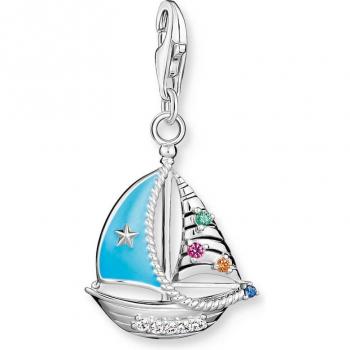 Colgante charm de plata con diseño de velero y turquesa, Thomas Sabo 1927-340-7
