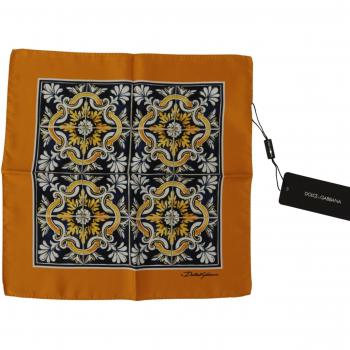 Dolce & Gabbana Orange Majolica Pattern Square Handkerchief Scarf