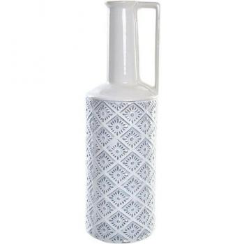 Jarrón de porcelana blanco estilo mediterráneo de 14x14x45 cm