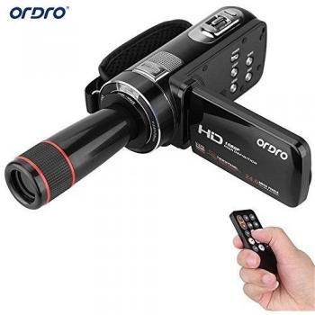 Boblov ORDRO HDV-Z8 1080P Full HD Digital Videocámara Cámara de Vídeo con 12×Telefotográfico Lente16 × Zoom Digital con Rotación Digital LCD de Pantalla Táctil Max. 24 Megapixels Soportado Reconocimiento Facial