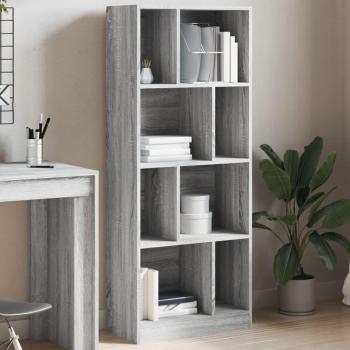 Estantería de madera de ingeniería 57x28,5x141 cm en colores Blanco, Negro y Roble Sonoma, mueble de almacenaje para oficina, estudio y dormitorio