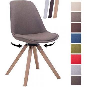 Silla de Visitas Troyes Square en Tela Gris Topo, Giratoria y con Estructura de Madera Sólida