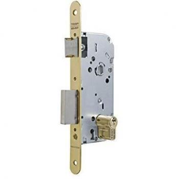 Tesa Assa Abloy 13058RAE Cerradura de embutir para puertas de madera Con Cilindro Dorado Entrada 50 mm / Frente Redondo 130