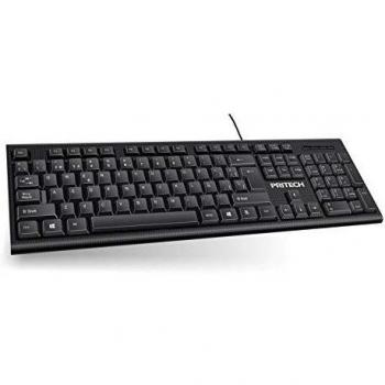 PRITECH - Teclado con Cable 1,45 Metros, QWERTY español, Alta sensibilidad para Oficina y Ocio Color Negro. PBP-250