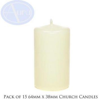Pack de 15 cirios - Marfil - 38 mm x 64 mm