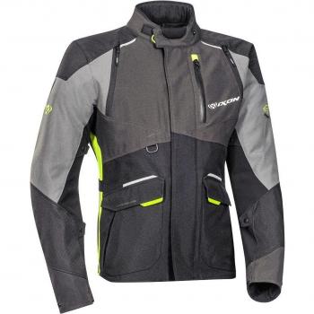 Ixon Chaqueta textil de moto Balder Negro-Gris-Amarillo Brillante