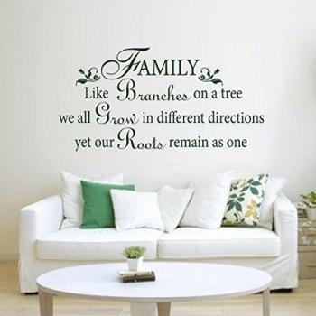 Familia como ramas en un árbol vinilo pegatinas para pared de Familias de pared decorativo para sintética de pared Quote Living Room Decor, vinilo, custom, 23x45