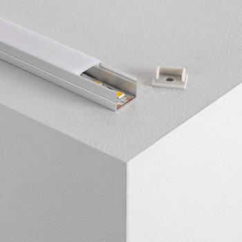 Perfil de Aluminio Superficie con Tapa Continua para Tiras LED hasta 16 mm - Translucido 1 m