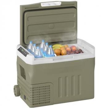 Nevera Portátil Eléctrica 30L Outsunny -20℃ a +20℃ con Ruedas y Pantalla LED Táctil para Camping y Viajes, 61x39x41.5 cm Verde