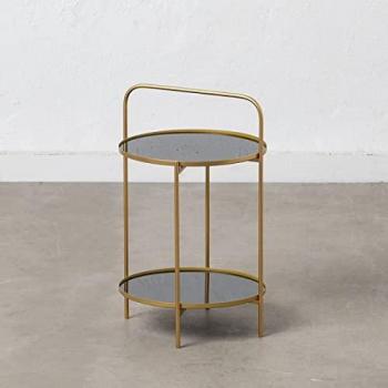 Mesa Auxiliar Bigbuy Home 31x31x48 Cm Cristal Dorado Metal - Diseño Elegante