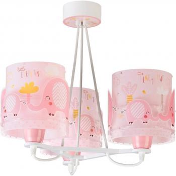 Lámpara de techo 3 Luces infantil Little Elephant Elefante rosa