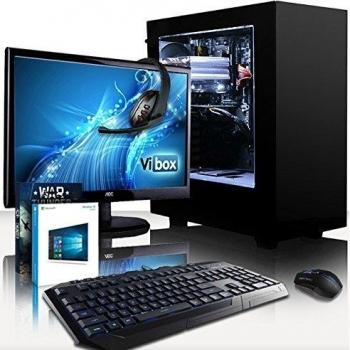 VIBOX Trion Paquet 13 - 4,0GHz Intel i7 Quad Core CPU, RX 460 GPU, Extremo, Ordenador de sobremesa para oficina Gaming con monitor, Windows 10, Iluminaciàn interna blanco