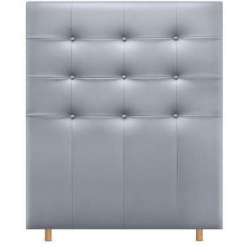Cabecero Capitoné hasta el Suelo Acualine Tapizado en Polipiel Plata para Cama 95cm (Camas 70/80/90)