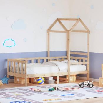 Sofá cama con techo de madera maciza de pino 90x200 cm color marrón vidaXL