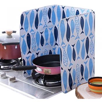 Coodchanceuk, Protector de salpicaduras de aceite para sartén con peces, flexible, gas, papel de aluminio
