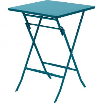 Mesa de jardín alta plegable Greensboro azul pato - 2 asientos - acero tratado antirust