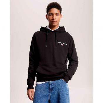 Tommy Jeans Men's Black Hooded Sweatshirt with Logo Print
