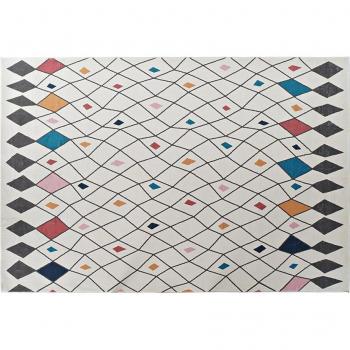 Alfombra de Poliéster con Diseño de Rombo Multicolor para Decoración del Hogar