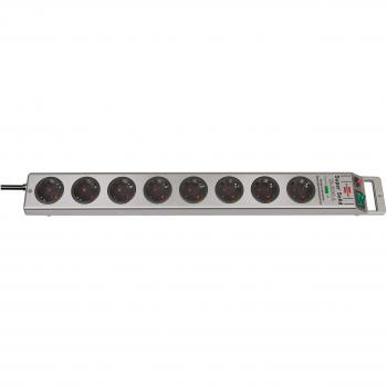 Brennenstuhl Super-Solid Regleta de 8 Tomas con Protección Contra Sobretensiones, Color Plata, Cable de 2.5m