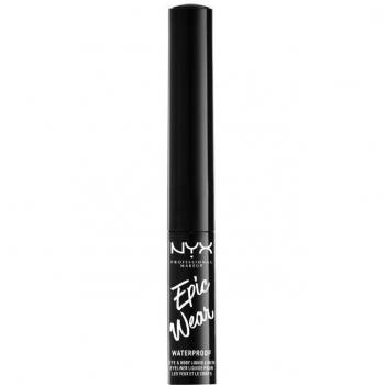 Eyeliner Líquido Epic Wear - Nyx, Eyeliner Epic Wear Metallic Liquid Liner Black, maquillaje de ojos de larga duración, acabado metálico, resistente al agua, pigmentación intensa