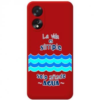 Funda Silicona Líquida Roja para Oppo A38 4G con Diseño de Agua y Dibujos