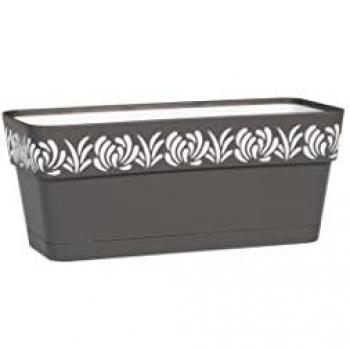 Jardinera Autorriego Stefanplast Antracita 30 cm con Reserva de Agua, Plástico Gris