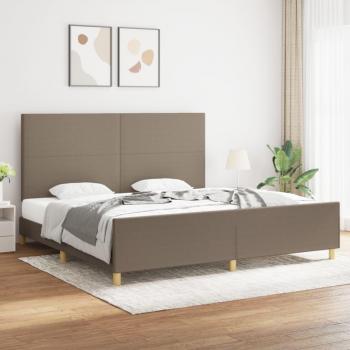 Cama Cuadrada Redonda con Cabecero de Tela Gris Taupe 200x200 cm